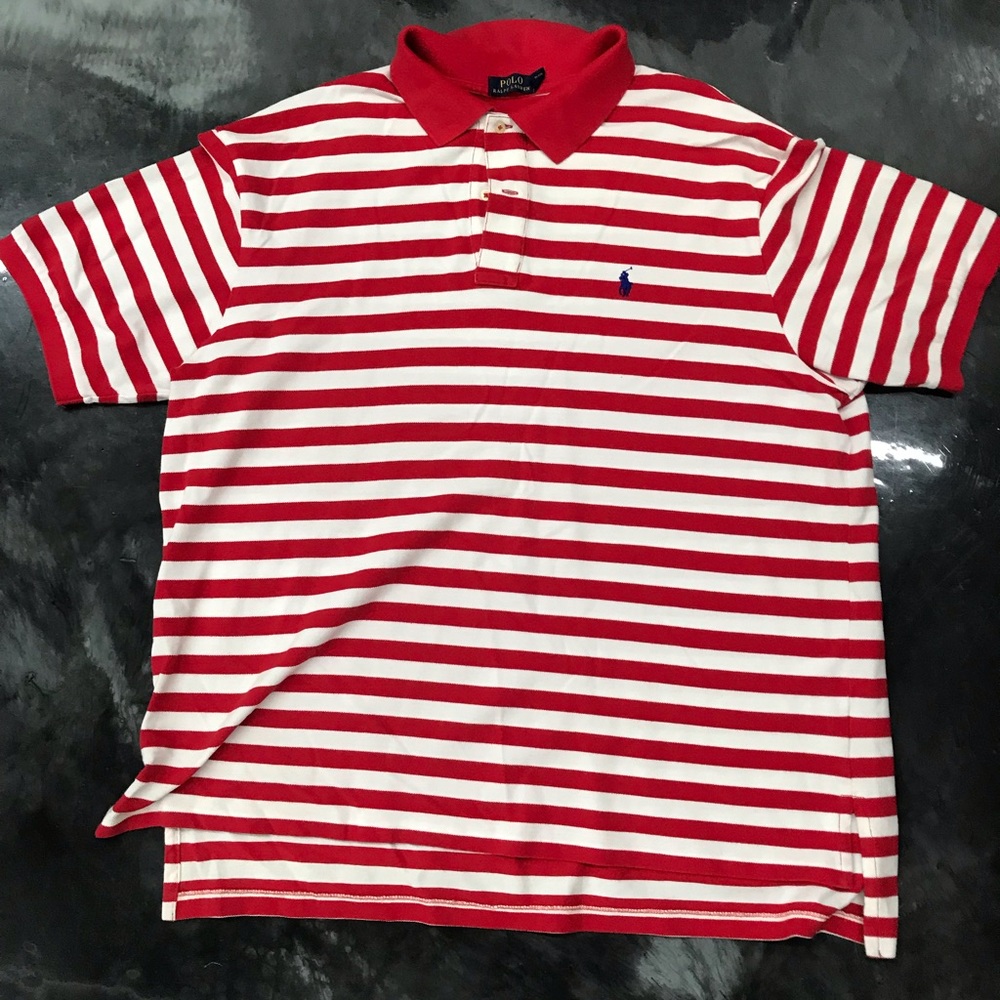 Red and white polo